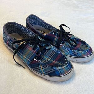VANS Unique Plaid Boat Shoes - Size 9.5 Women’s